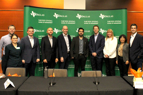 speakers at a Jindal School Finance Area panel event